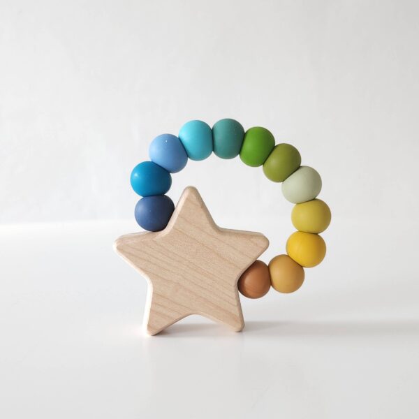 Bannor Toys - Star Charm Wood and Silicone Teething Toy for Baby - Image 3