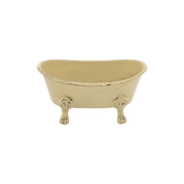 Foreside Home & Garden - Yellow Distressed Enamel Bathtub Soap Dish - Image 2