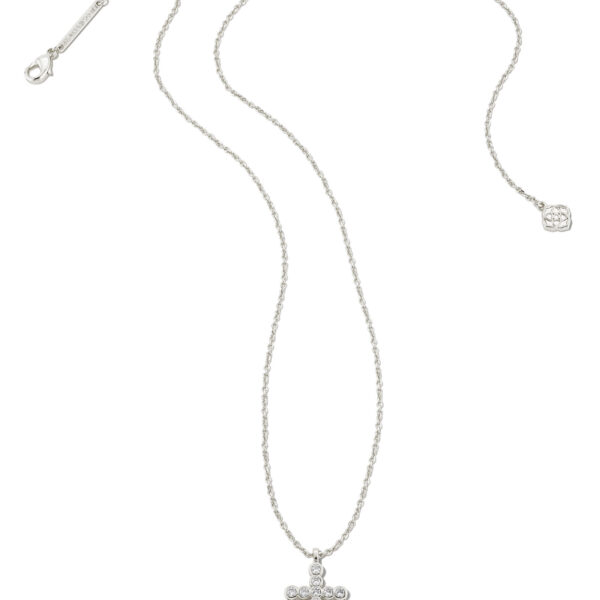 CROSS CRYSTAL PENDANT NECKLACE SILVER WHITE CRYSTAL - Image 2