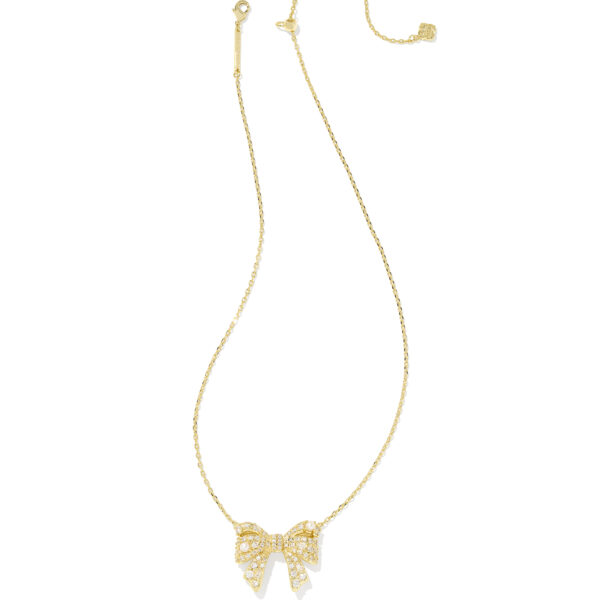 KRISTA BOW SHORT PENDANT NECKLACE GOLD WHITE MIX - Image 2