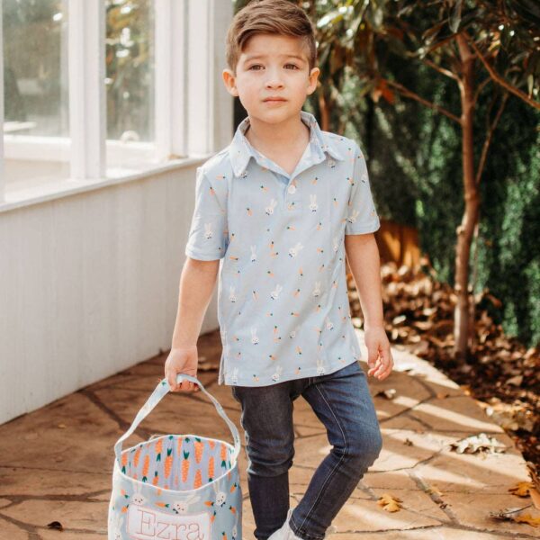 Kids Easter Egg Hunt Easter Basket - Boys Blue Carrots - Image 6