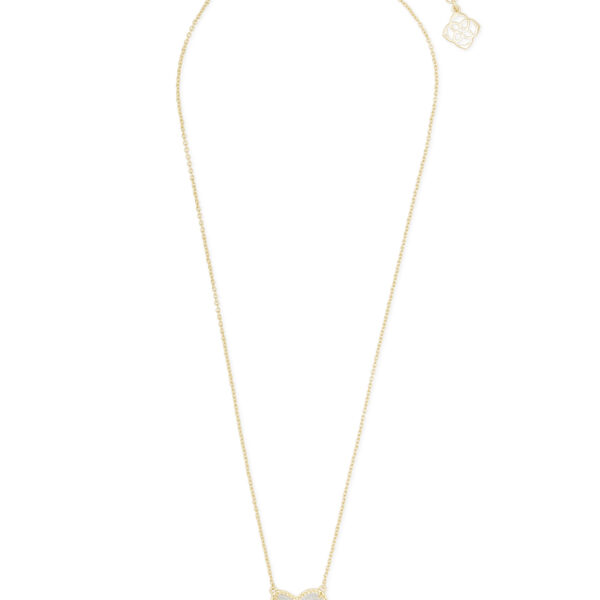 ARI HEART SHORT PENDANT NECKLACE GOLD IRIDESCENT DRUSY - Image 2