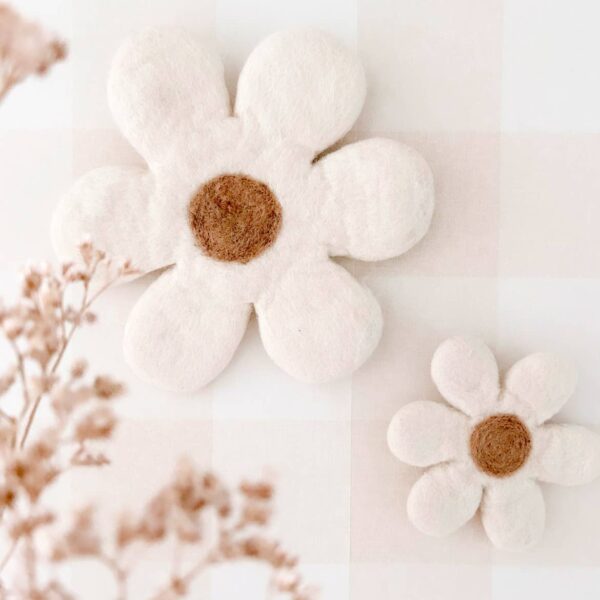 Duo of felted wool wall flowers - Image 4