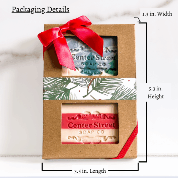 Center Street Soap Co - Candy Cane + Alpine Frost Handmade Soap Gift Box - Two Soaps - Image 4