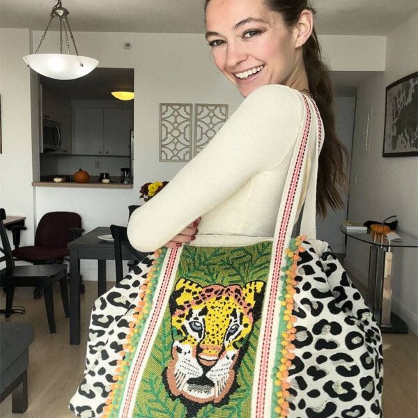 America & Beyond - Forestry Leopard Embellished Tote - Image 4