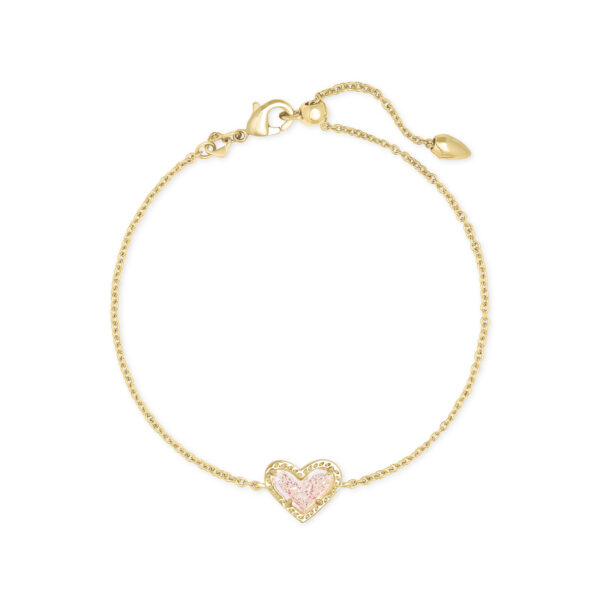 ARI HEART DELICATE CHAIN BRACELET GOLD IRIDESCENT DRUSY