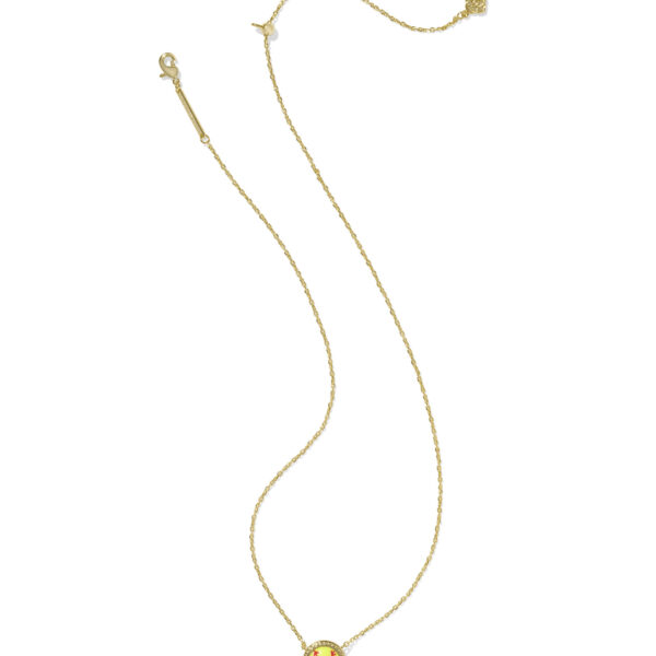 SOFTBALL SHORT PENDANT NECKLACE GOLD CHARTREUSE MAGNESITE - Image 2