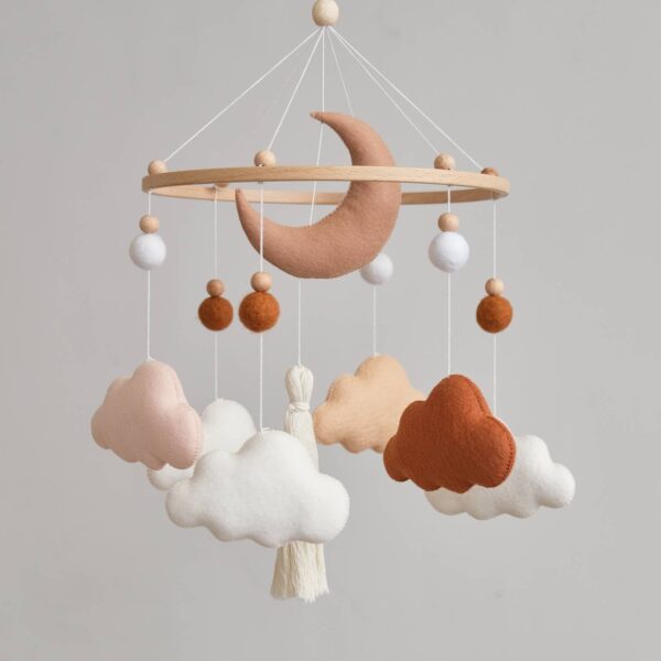 ChilDreams - Terracotta Baby Crib Mobile, Cloud Mobile, Nursery Mobile - Image 4