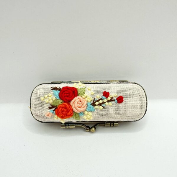 Embroidered Lipstick Case, Collection Cecilia (NO MIRROR): Orange - Image 6