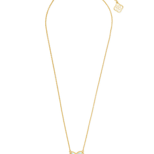 ARI HEART SHORT PENDANT NECKLACE GOLD DICHROIC GLASS - Image 2