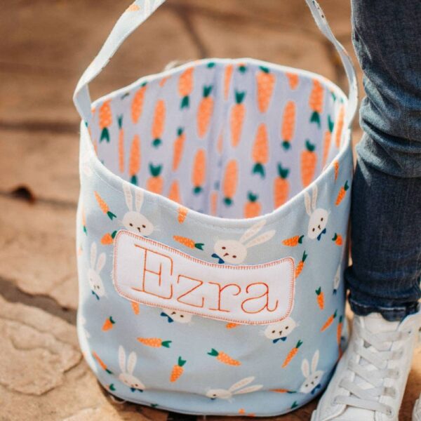 Kids Easter Egg Hunt Easter Basket - Boys Blue Carrots - Image 5
