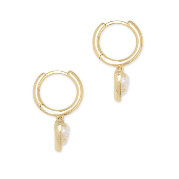 ARI HEART HUGGIE EARRINGS GOLD IRIDESCENT DRUSY - Image 2