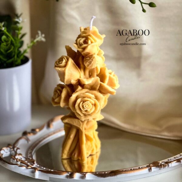 Romantic Rose Bouquet Candle 7.5x3.5in - Flowers: Peach, Bamboo & Coconut - Image 2