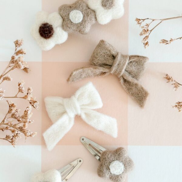 Felted Wool Bow Clips - Image 2