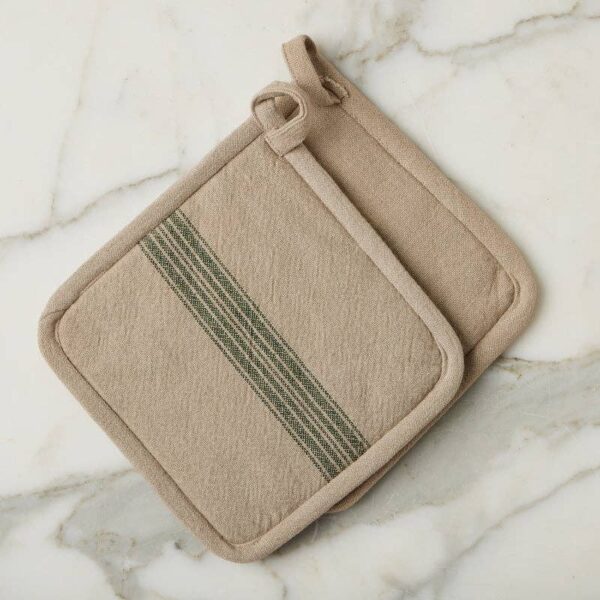 Pot Holder, Vintage Spruce Green Stripe, Set of 2 - Image 6