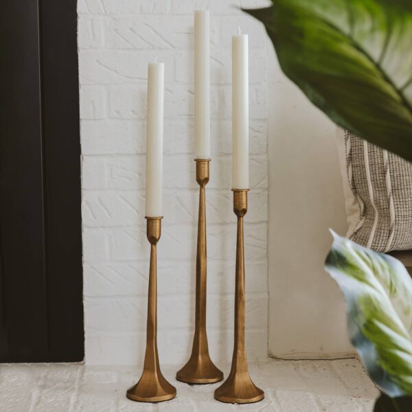 Gold Cast Iron Taper Candle Holders, Set of 3 - Image 6