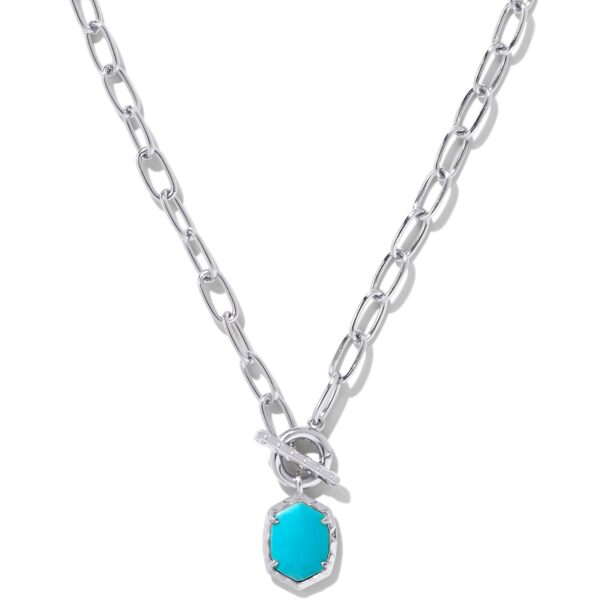 DAPHNE LINK AND CHAIN NECKLACE SILVER VARIEGATED TURQUOISE MAGNESITE