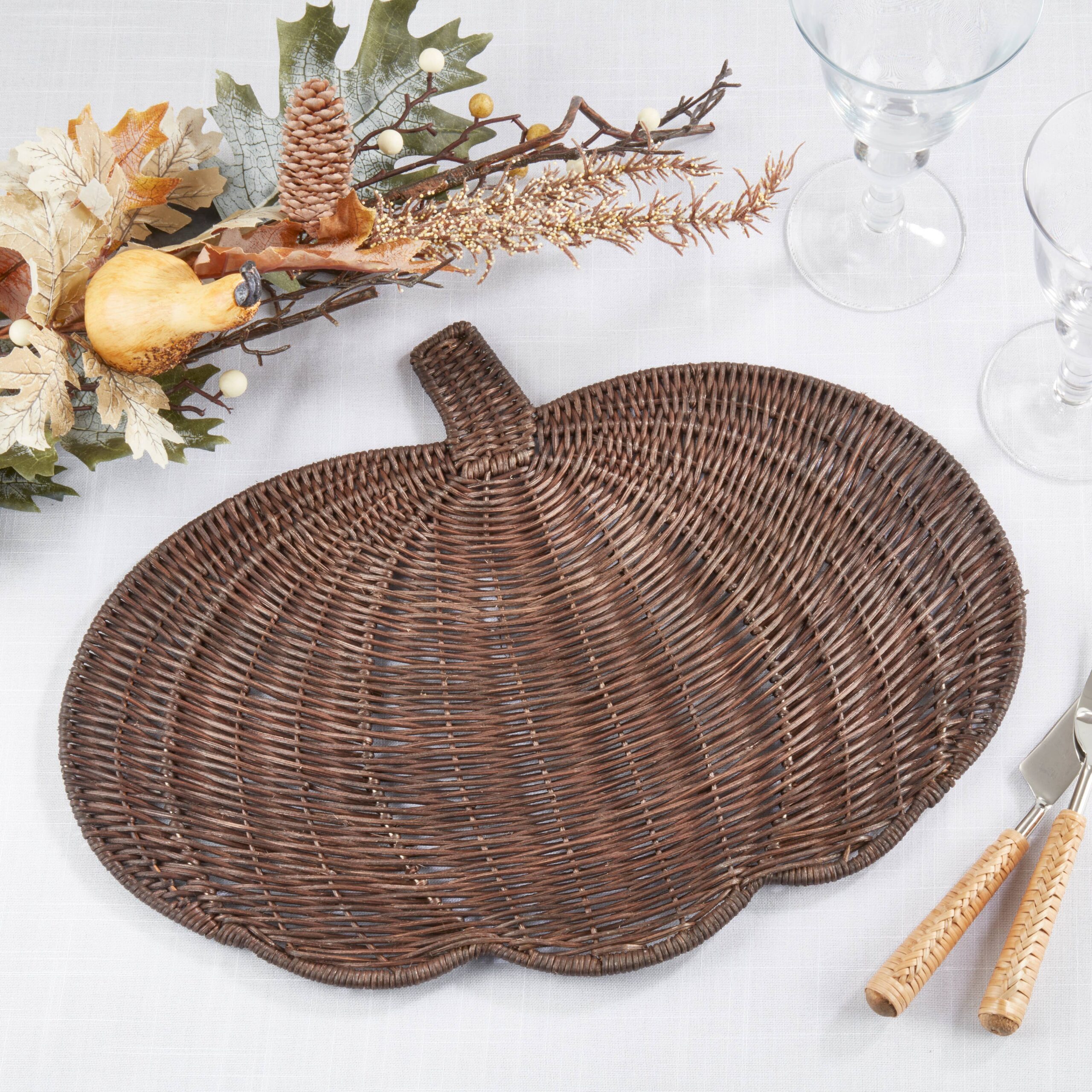 Fall Harvest Rattan Pumpkin Placemat: Caramel, 13"x17" - Image 6