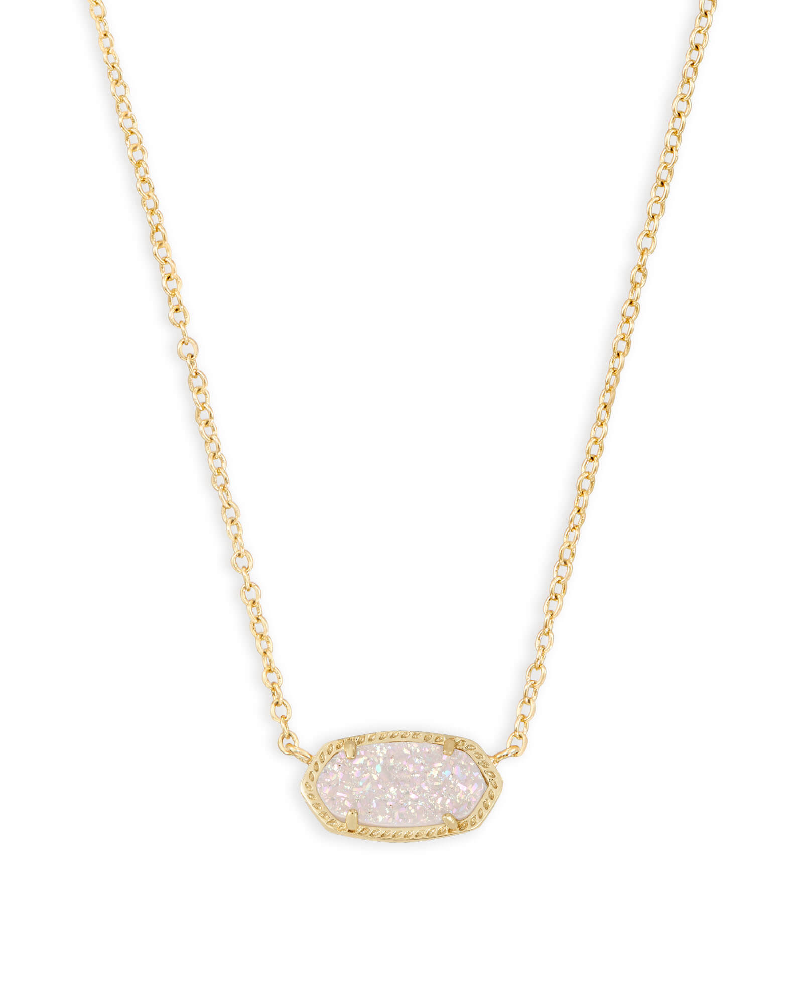 ELISA SHORT PENDANT NECKLACE GOLD IRIDESCENT DRUSY