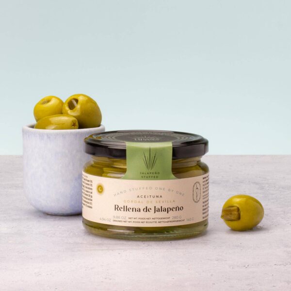 Triana Olivas Jalapeño stuffed Gordal Olives 9.88oz - Image 3