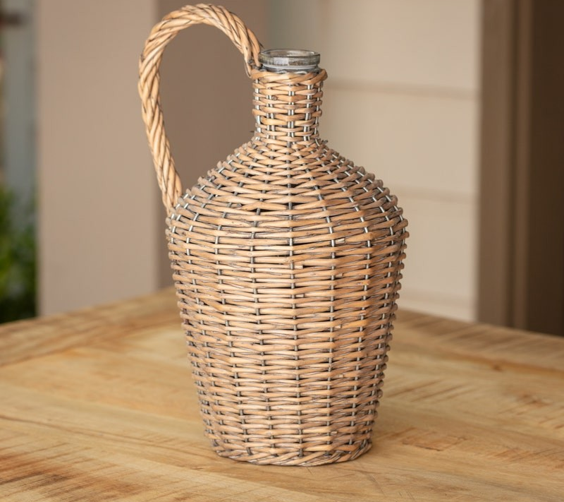 Willow Covered Wine Bottle Large