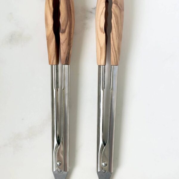 Olive Wood and Stainless Steel Tongs: Olive - Image 6