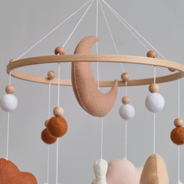 ChilDreams - Terracotta Baby Crib Mobile, Cloud Mobile, Nursery Mobile - Image 3