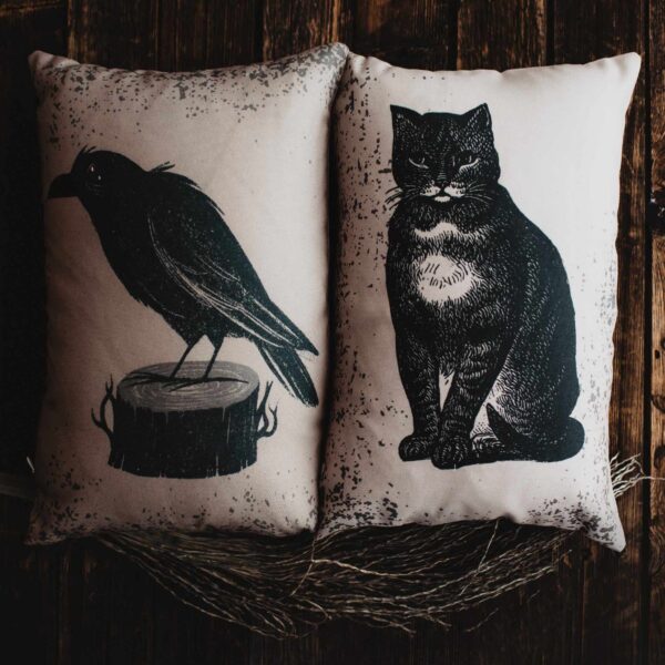UniikPillows - Primitive Black Cat Lumbar Pillow Cover | 18x12 Halloween Décor | Fall Decor | Room Decor | Decorative Pillows | Gift for her | Sofa Pillows - Image 7