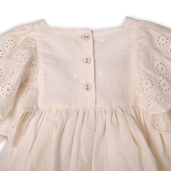 Schiffli Lace Collar Baby Girl Dress & Bloomer (Organic): Natural, 0-3M - Image 6