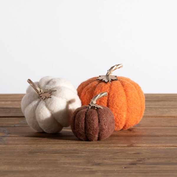 ASSORTED SET OF 3 FELT PUMPKINS, MULTI - Image 2