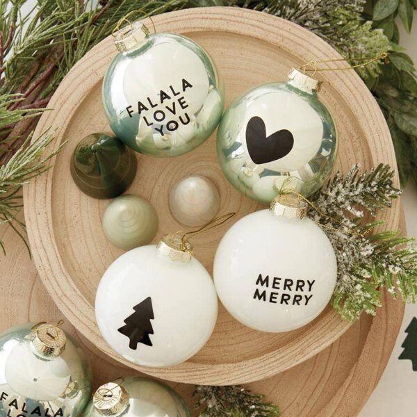 Glass Ornament Set - Merry Merry + Tree - Set of 2 - Image 4