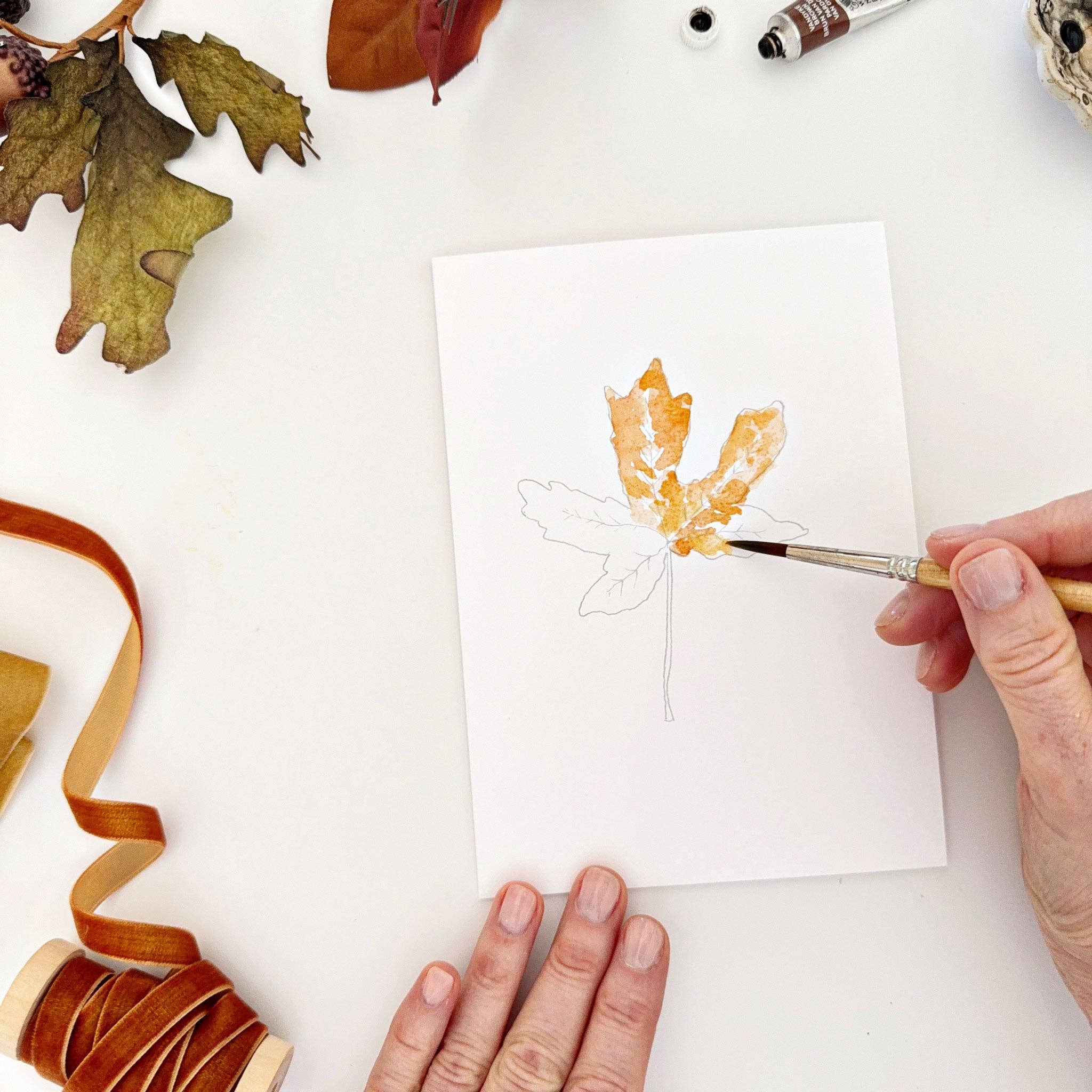 Fall leaves paintable notecards - Image 9