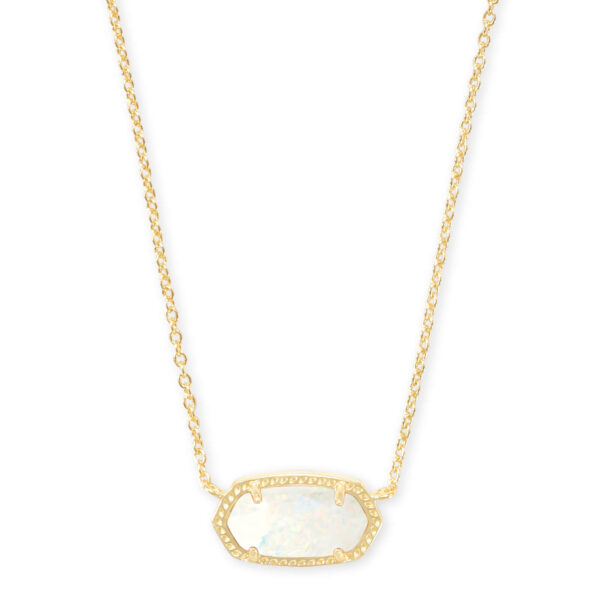 ELISA SHORT PENDANT NECKLACE GOLD WHITE OPAL - Image 2