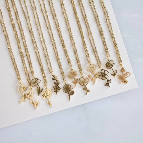 Birth Flower Necklaces - Waterproof: November - Chrysanthemum - Image 11