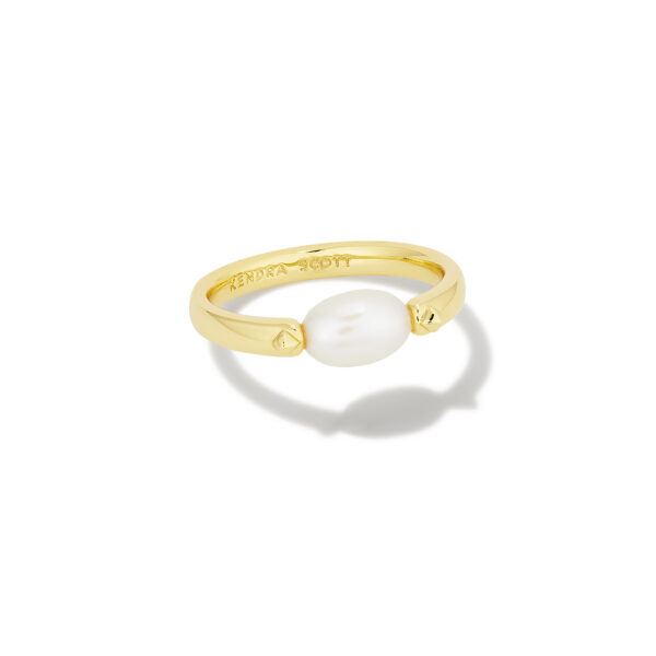 LEIGHTON PEARL BAND RING GOLD WHITE PEARL 8