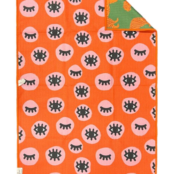 Eye of the Tiger: Reversible Hand Towel: Orange/Cream/Green - Image 3