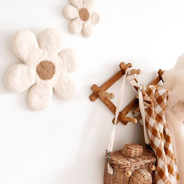 Duo of felted wool wall flowers