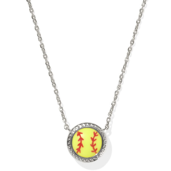 SOFTBALL SHORT PENDANT NECKLACE SILVER CHARTREUSE MAGNESITE