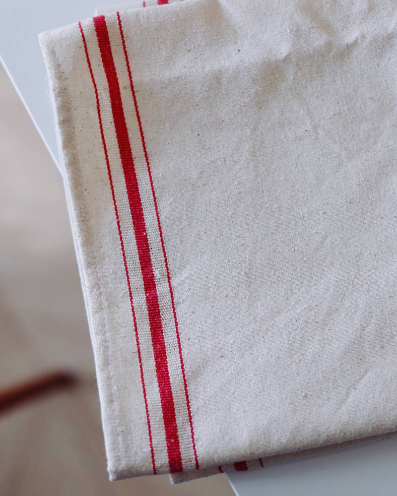 Farmhouse Simple Striped Napkin: Red lines