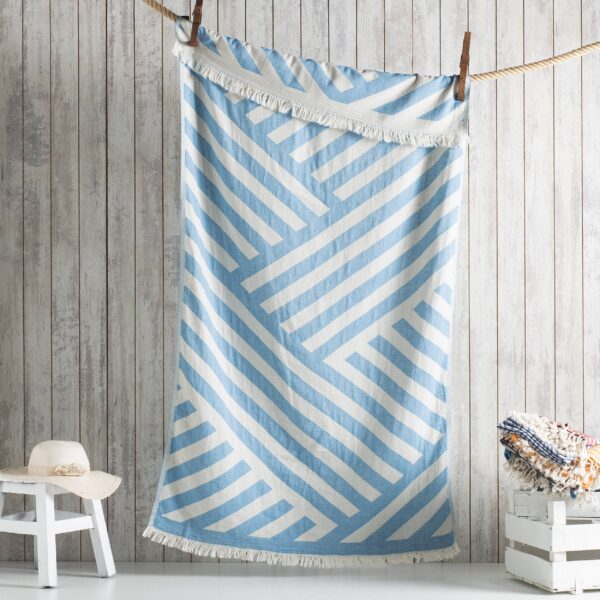 Harmony of Yarn Turkish Beach Towels : Blue - Image 2