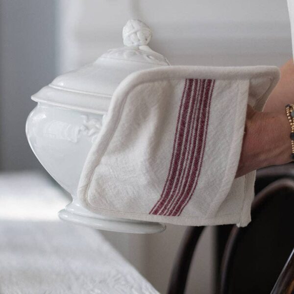 Pot Holder, Vintage Merlot Red Stripe, Set of 2 - Image 7