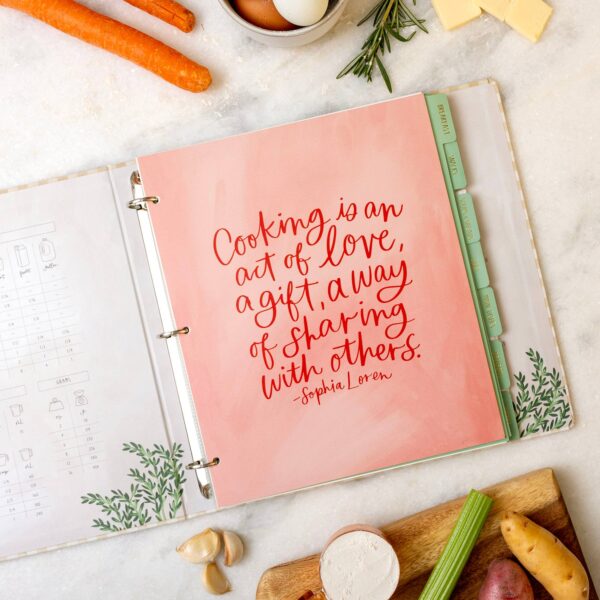 Beige Gingham Large Recipe Binder - Image 8