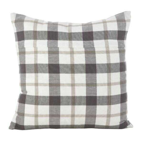 Plaid Pillow - Down Filled - Large Design: Grey, Down Insert, 20" - Image 3