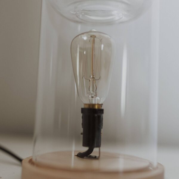 WAX WARMER - WOOD + GLASS WITH EDISON BULB - Image 2