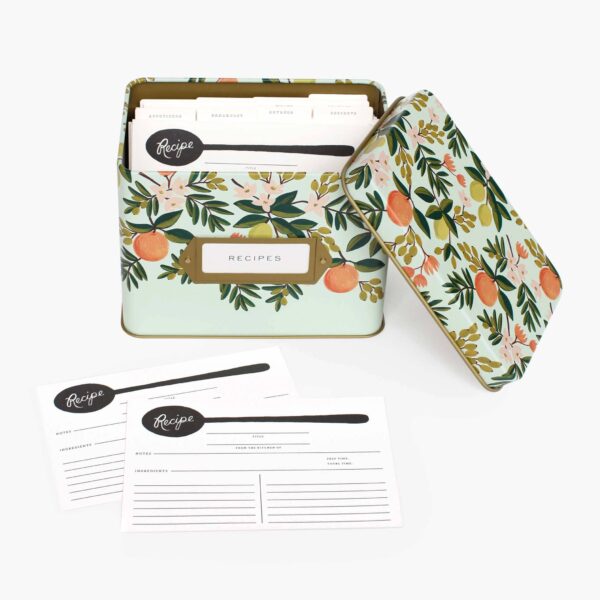 Citrus Floral Tin Recipe Box - Image 2