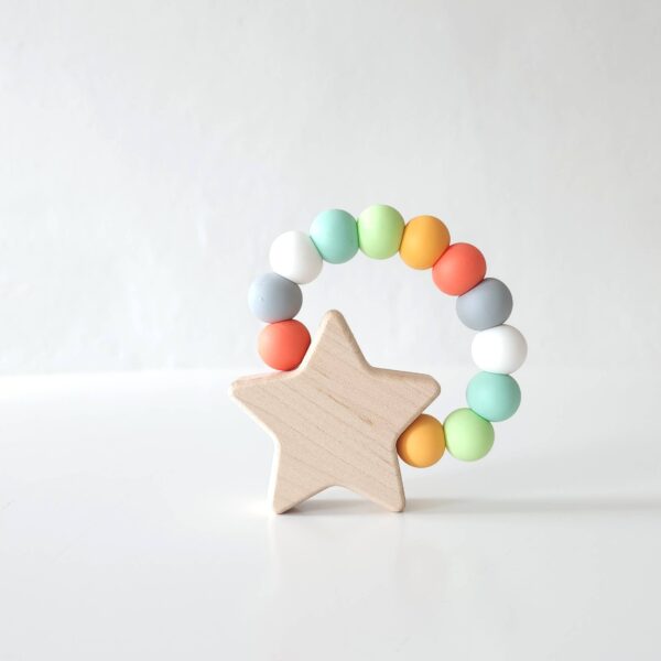 Bannor Toys - Star Charm Wood and Silicone Teething Toy for Baby - Image 5
