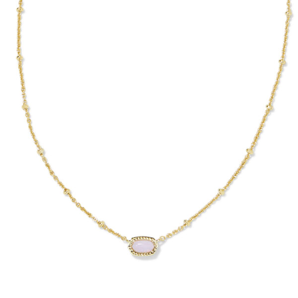 MINI ELISA SATELLITE SHORT PENDANT NECKLACE GOLD PINK OPALITE CRYSTAL
