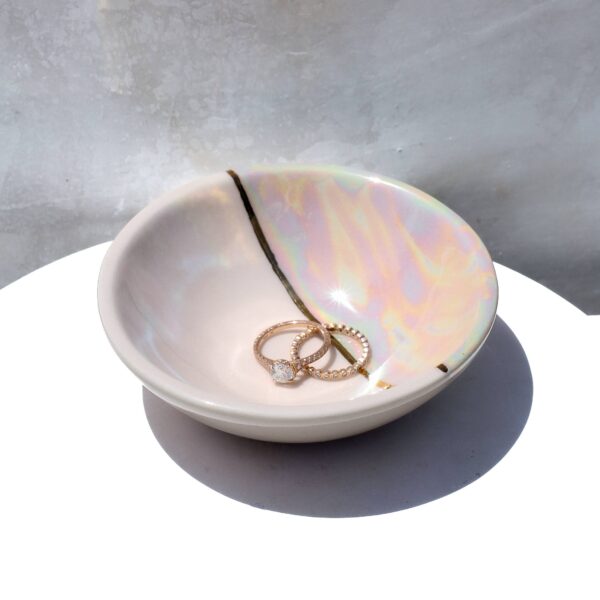 Apricity Ceramics - Dipped Iridescent Trinket Bowl | Handmade Pottery with Gold - Image 2