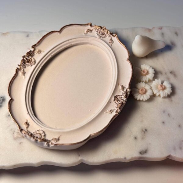 Ornate Oval Candle Base: Beige - Image 2