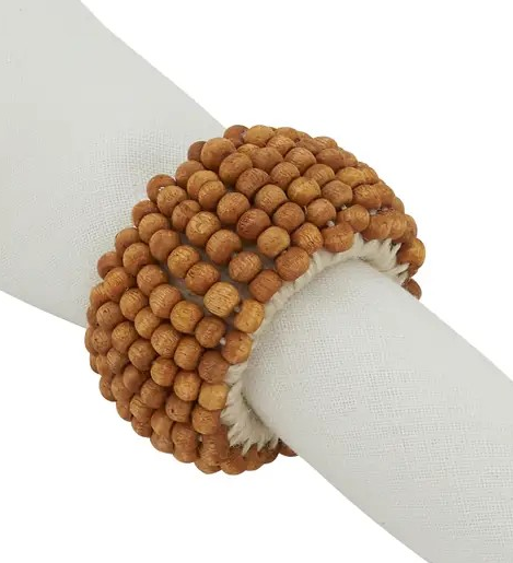 Wooden Bead Napkin Ring: Natural